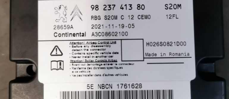 Peugeot 208 Airbag/SRS crash data programavimas
