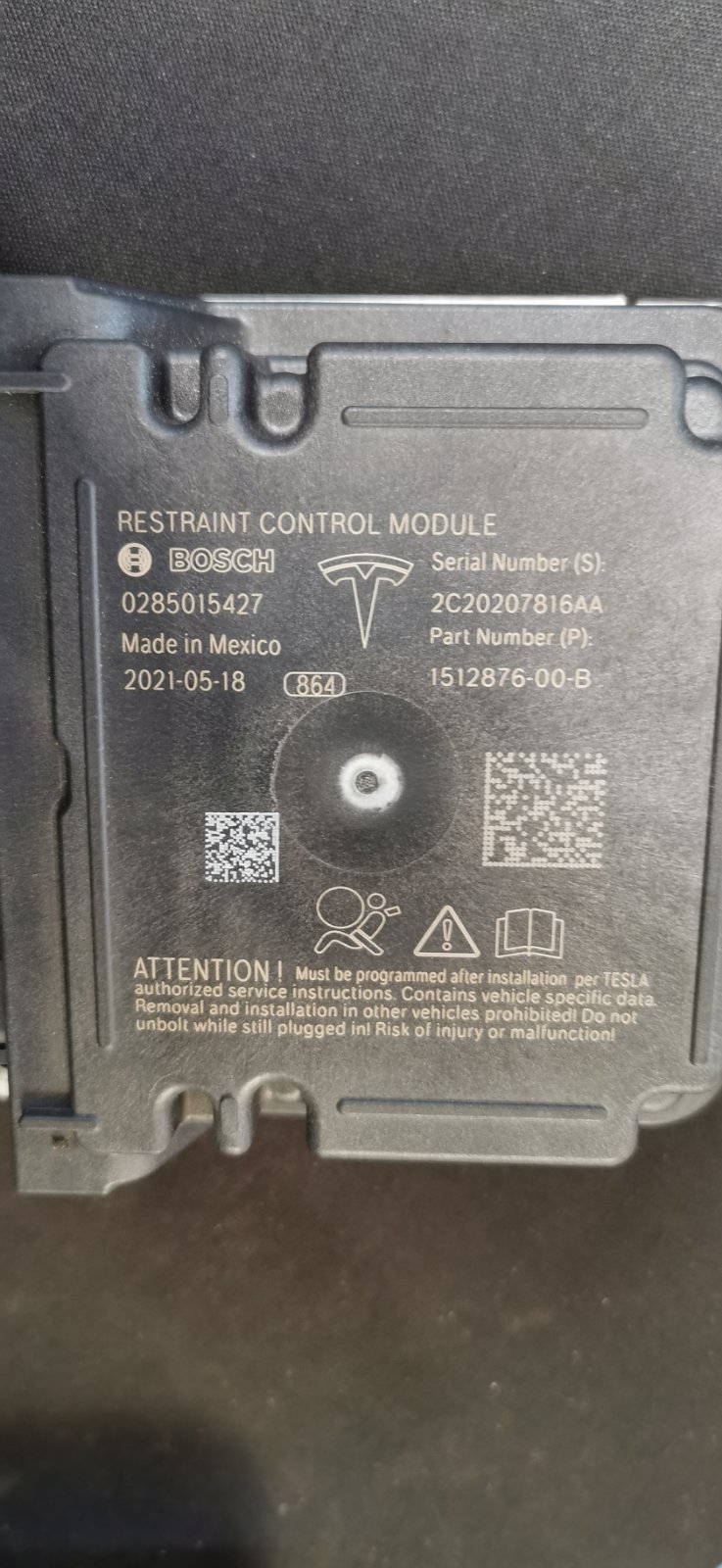 Tesla Model 3 Airbag crash data programavimas