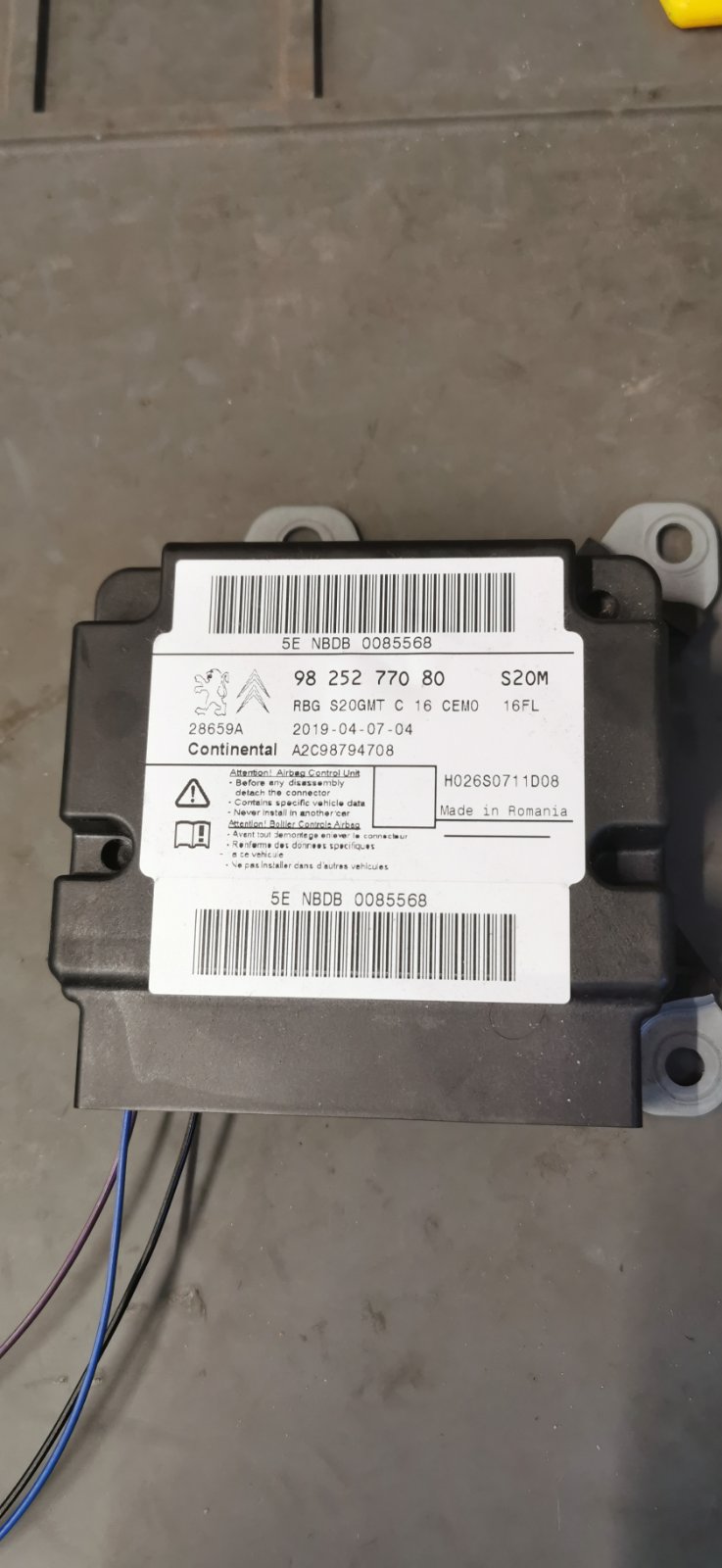 Citroen SRS/Airbag crash data valymas