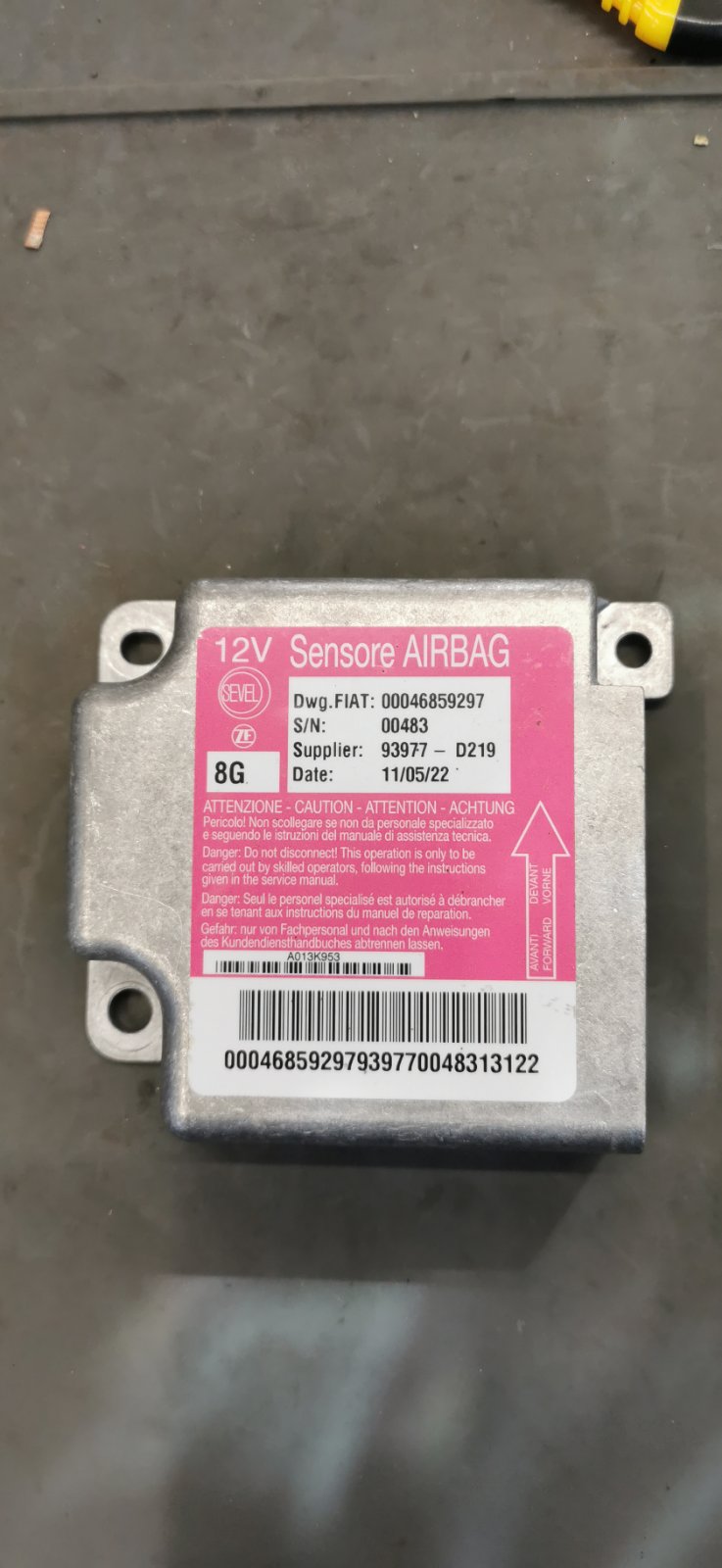 Fiat 00046859297 Airbag crash data valymas